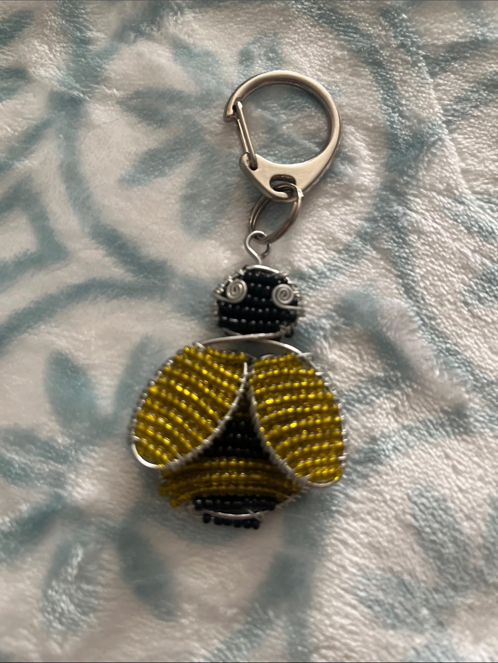 Yellow and Black Beaded Bee Keyring/purse charm